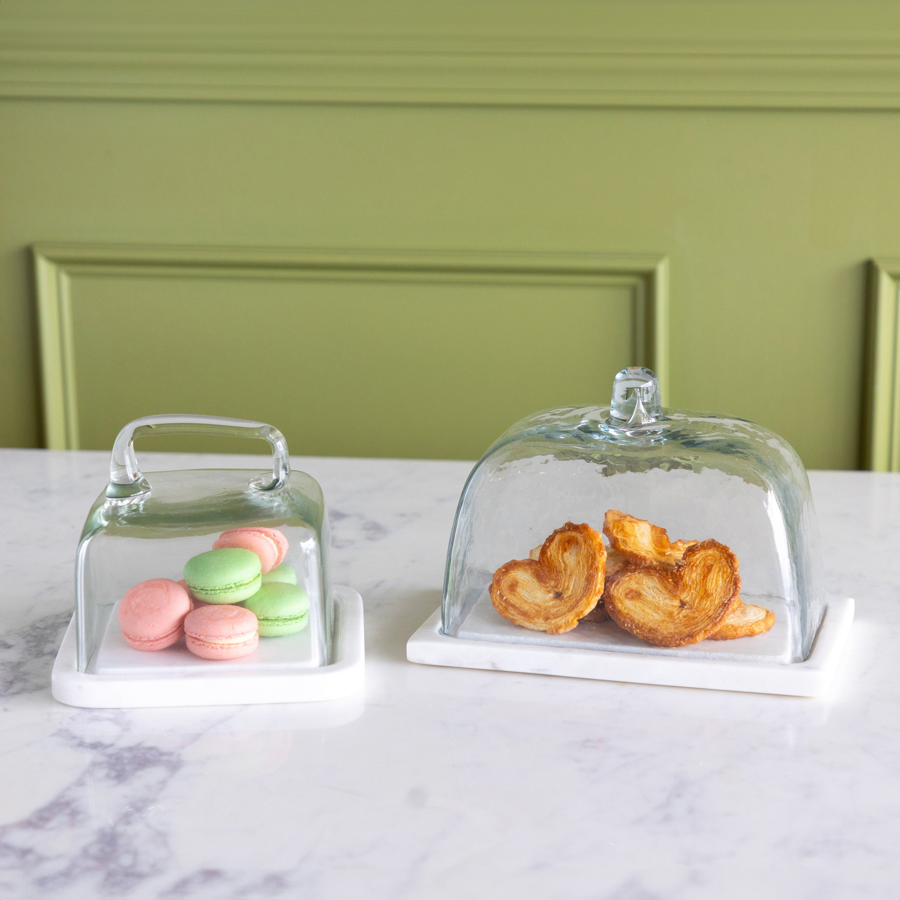 Glass Cloche with White Marble Base