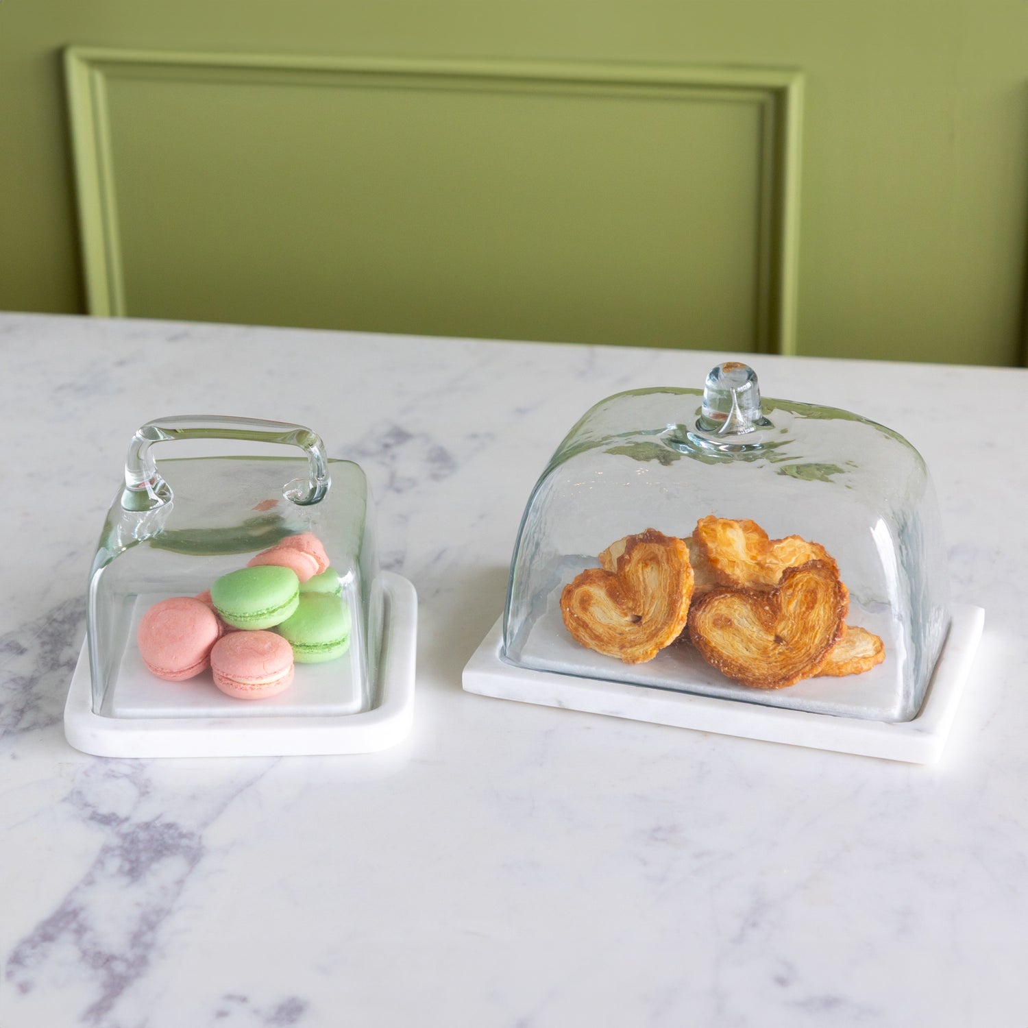 Glass Cloche with White Marble Base