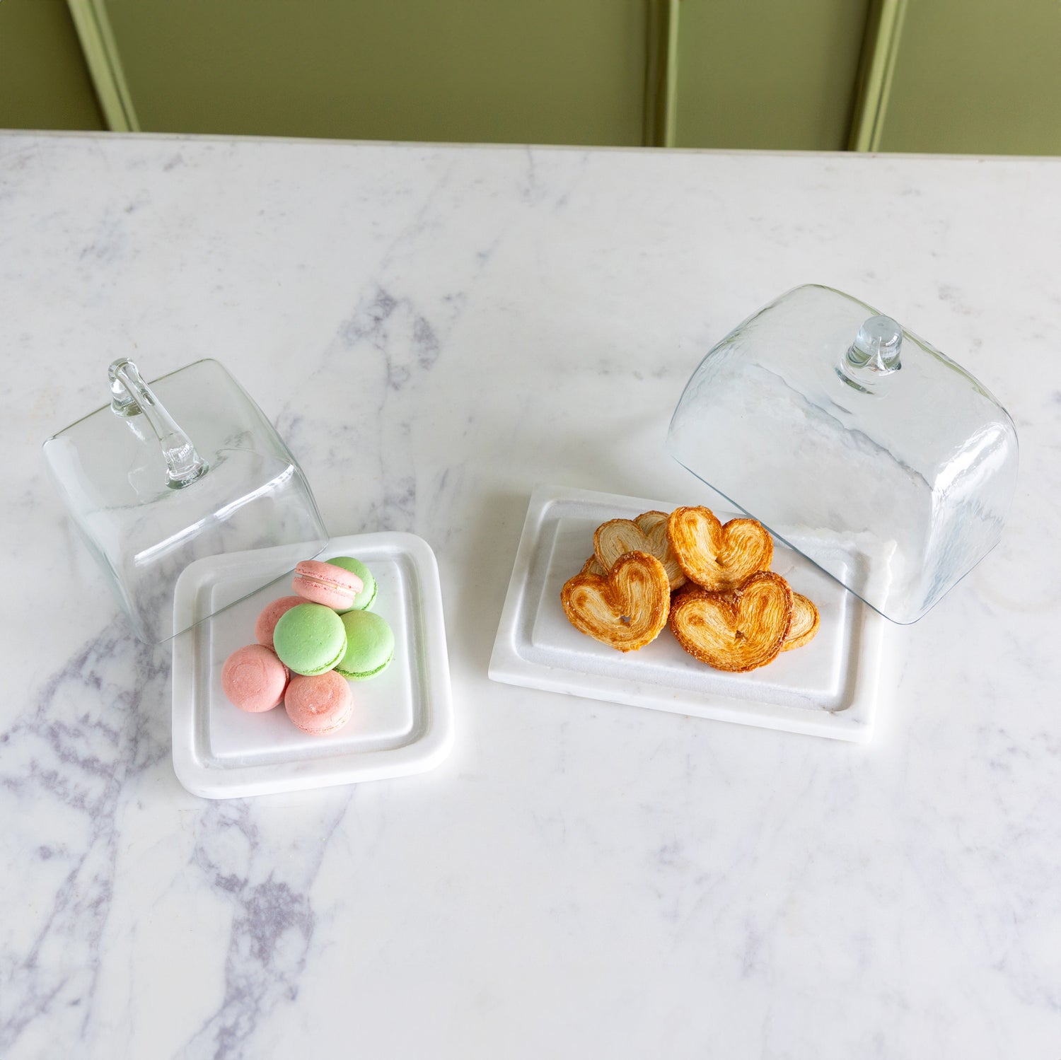 Glass Cloche with White Marble Base