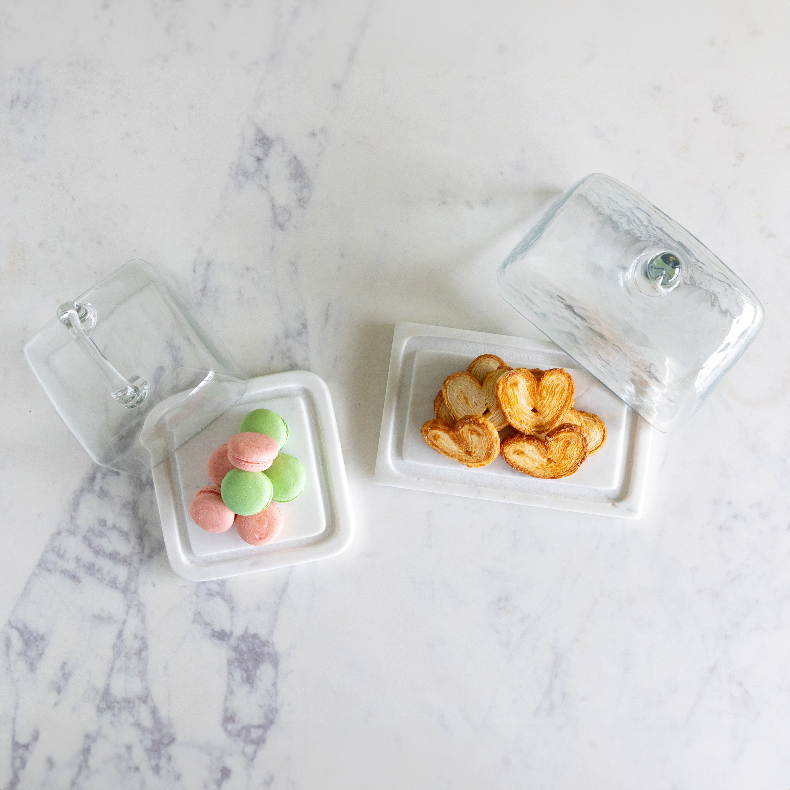 Glass Cloche with White Marble Base