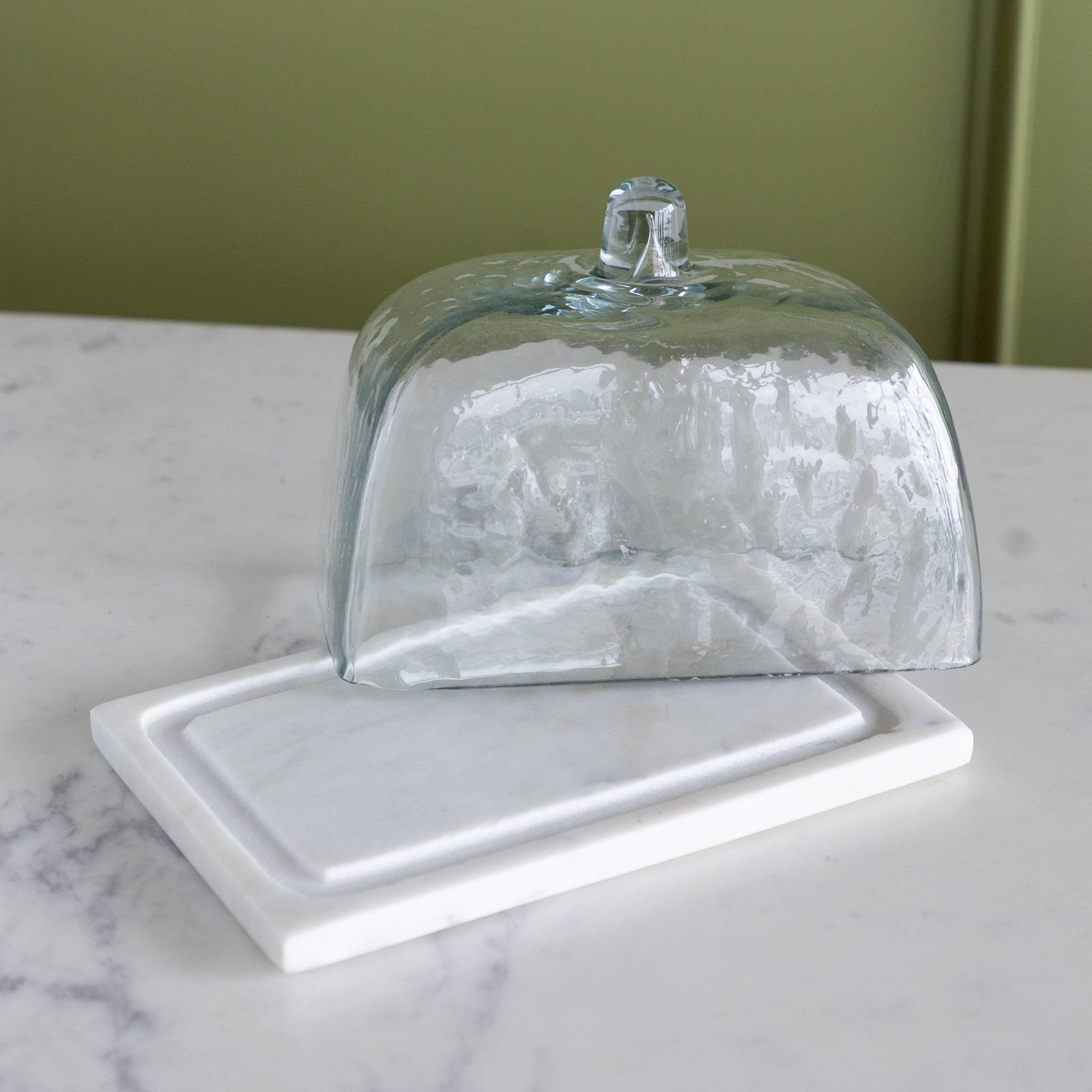 Glass Cloche with White Marble Base