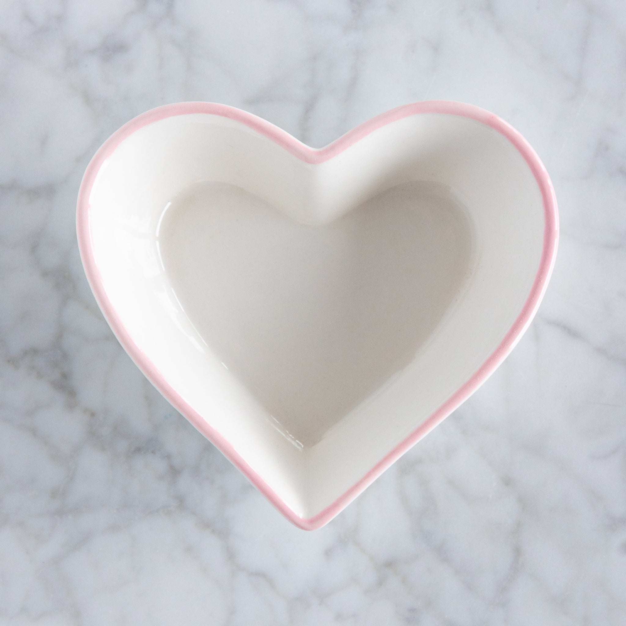 Stoneware Heart Shaped Bowls with Colored Rims