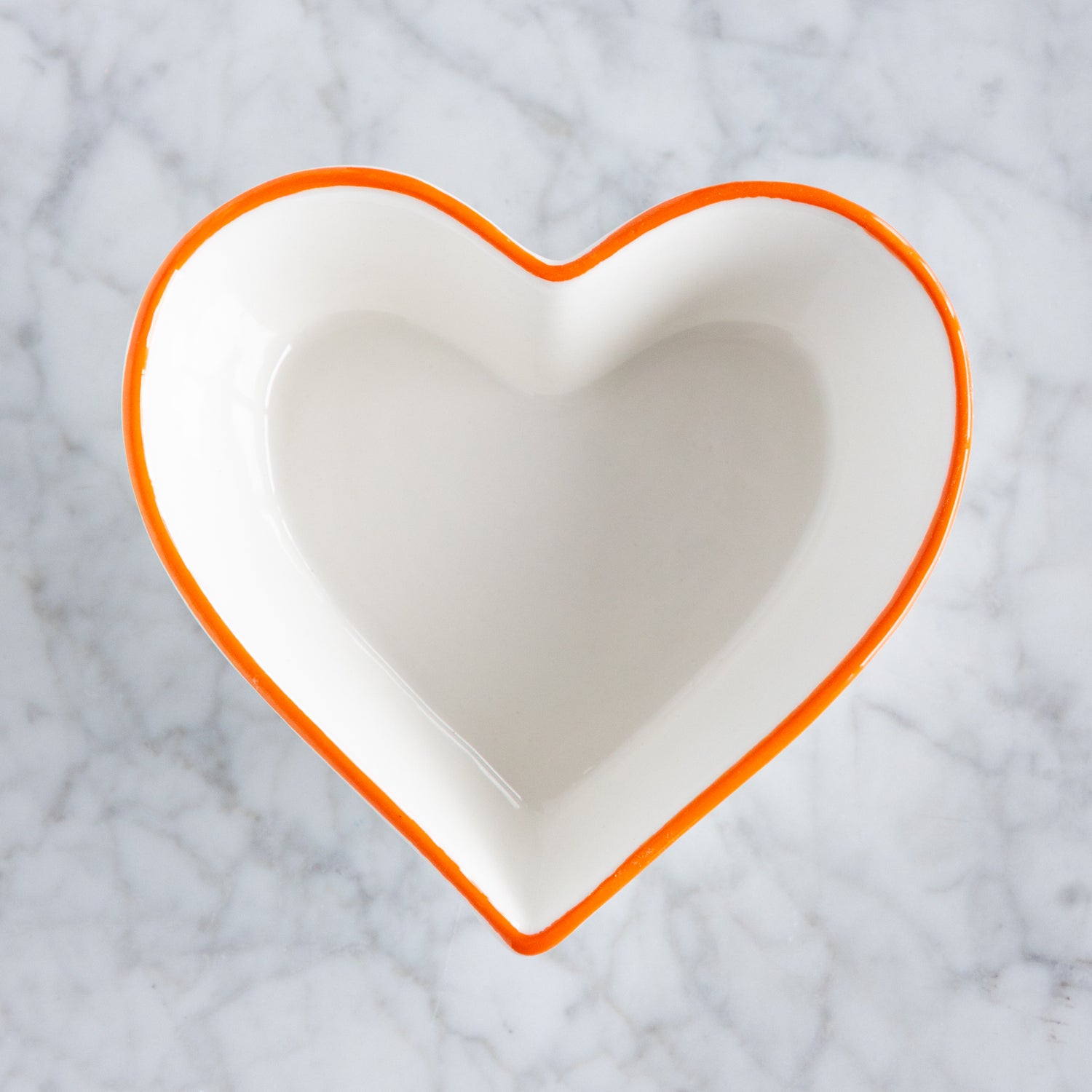 Stoneware Heart Shaped Bowls with Colored Rims