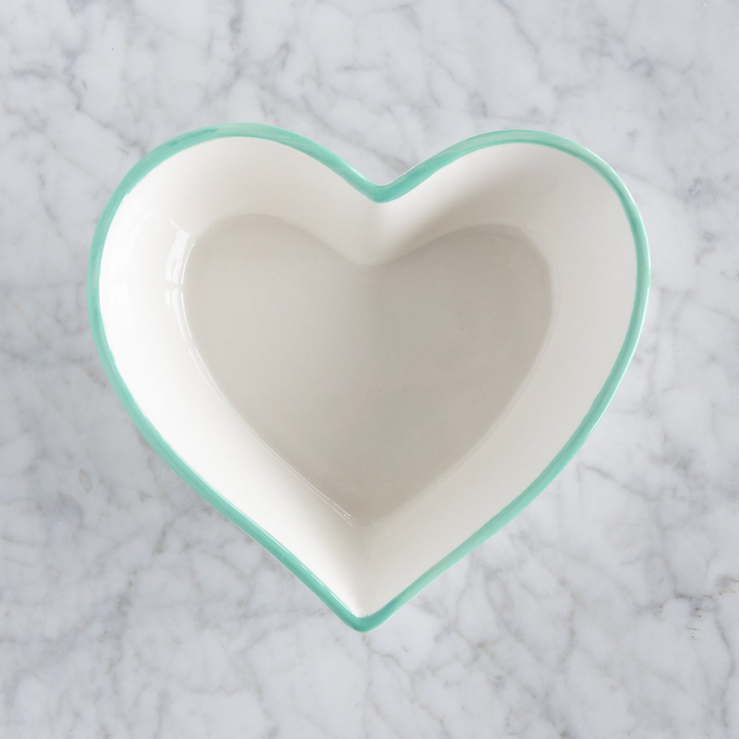 Stoneware Heart Shaped Bowls with Colored Rims