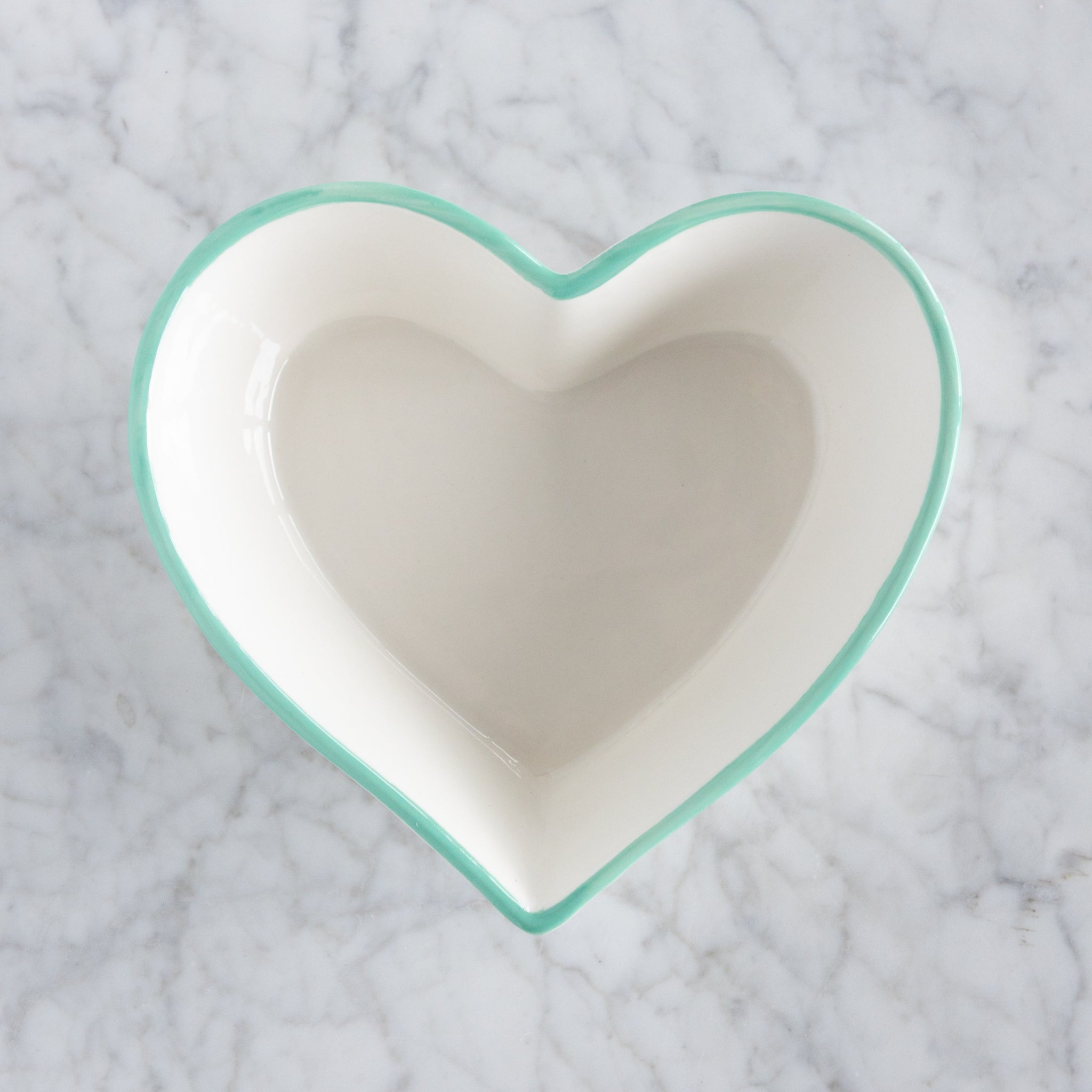 Stoneware Heart Shaped Bowls with Colored Rims