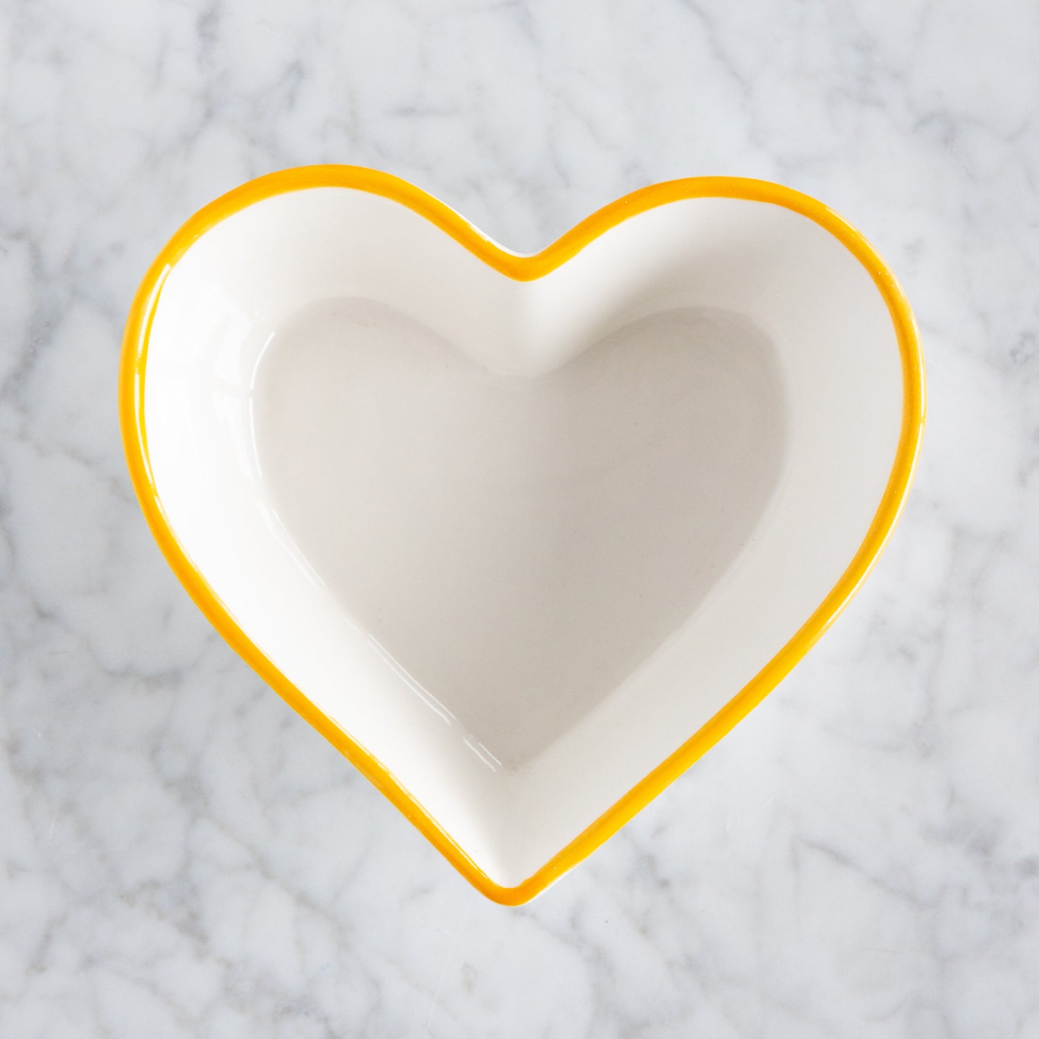 Stoneware Heart Shaped Bowls with Colored Rims