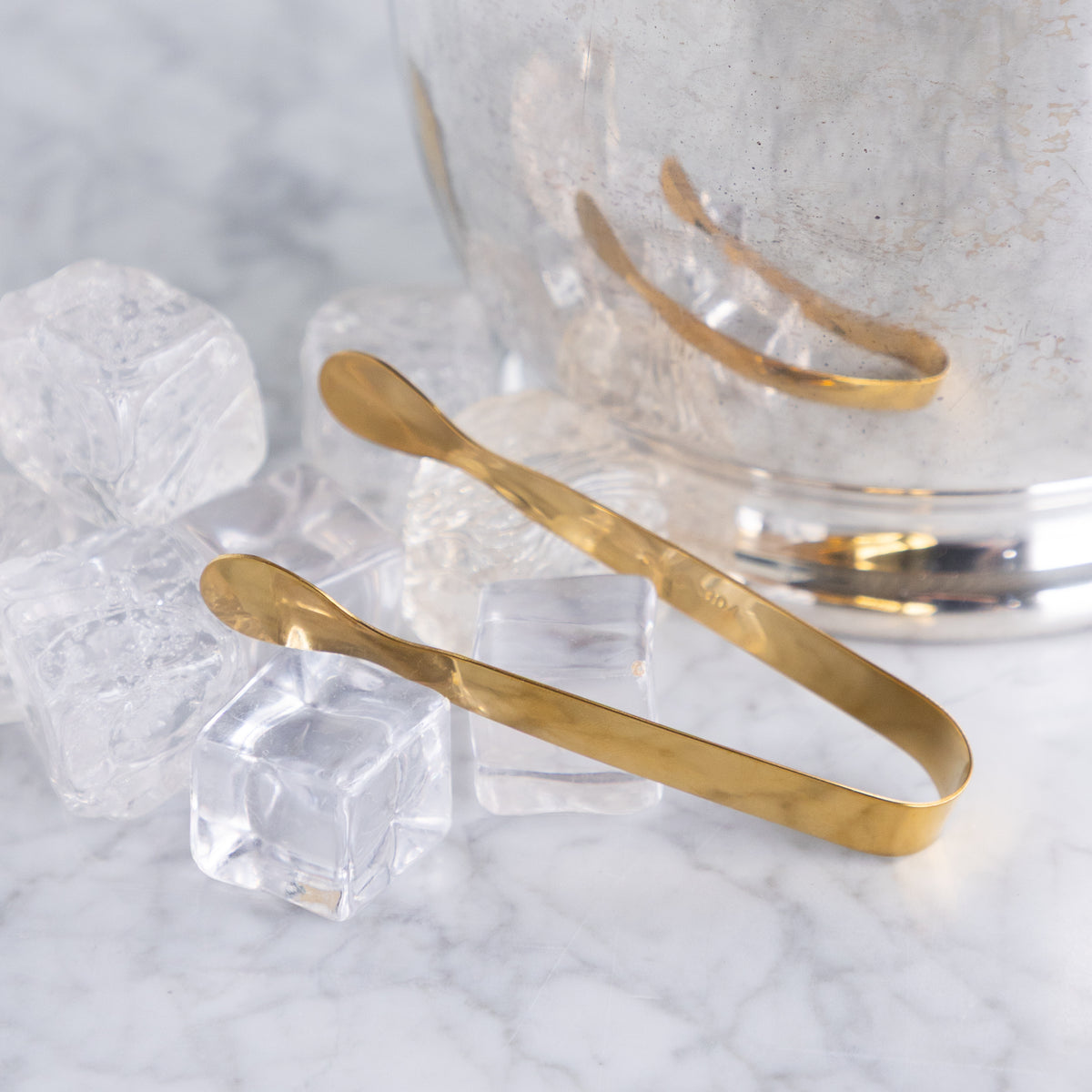 Stainless Steel Gold Ice Tongs