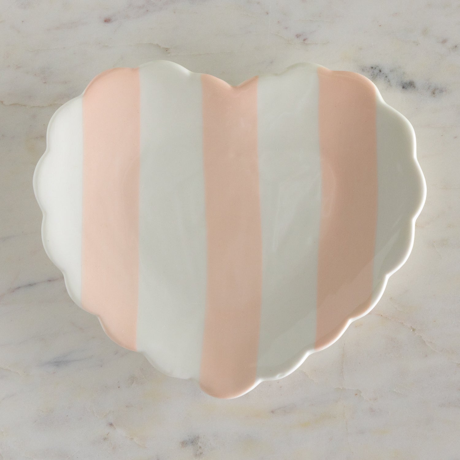 Stoneware Striped Heart Shaped Dish