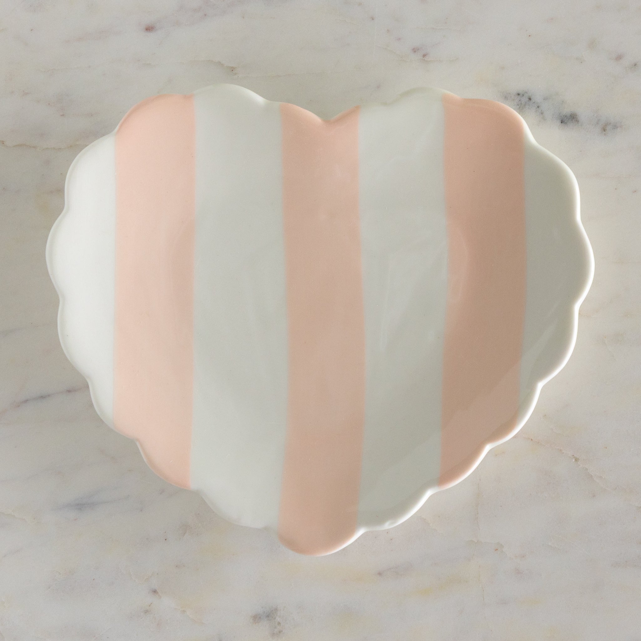 Stoneware Striped Heart Shaped Dish