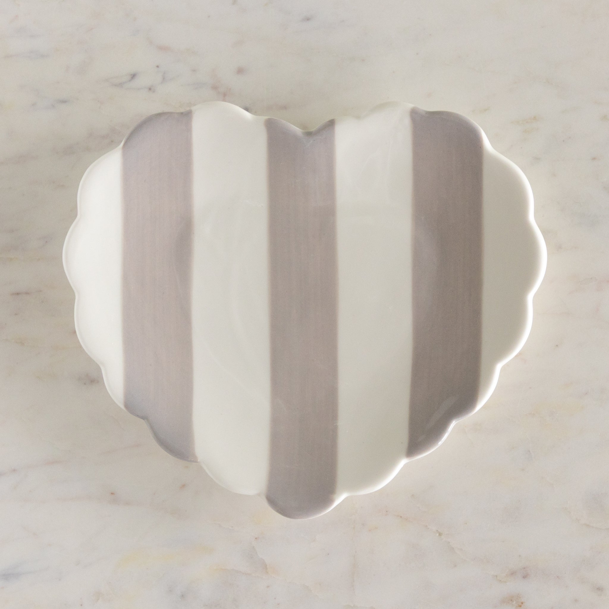 Stoneware Striped Heart Shaped Dish