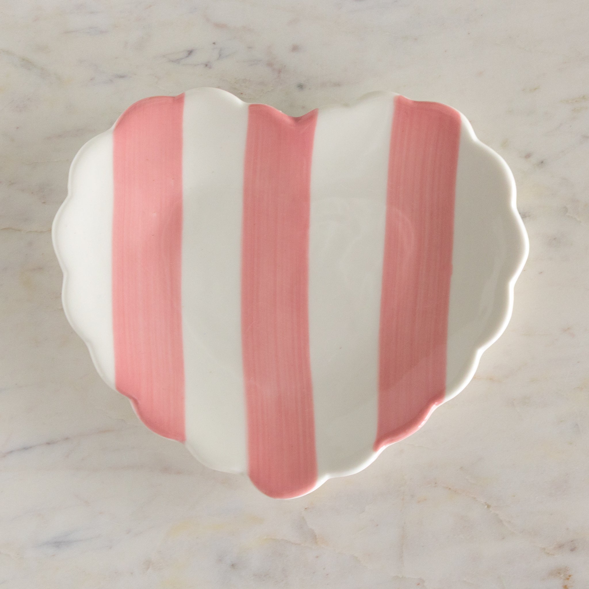 Stoneware Striped Heart Shaped Dish
