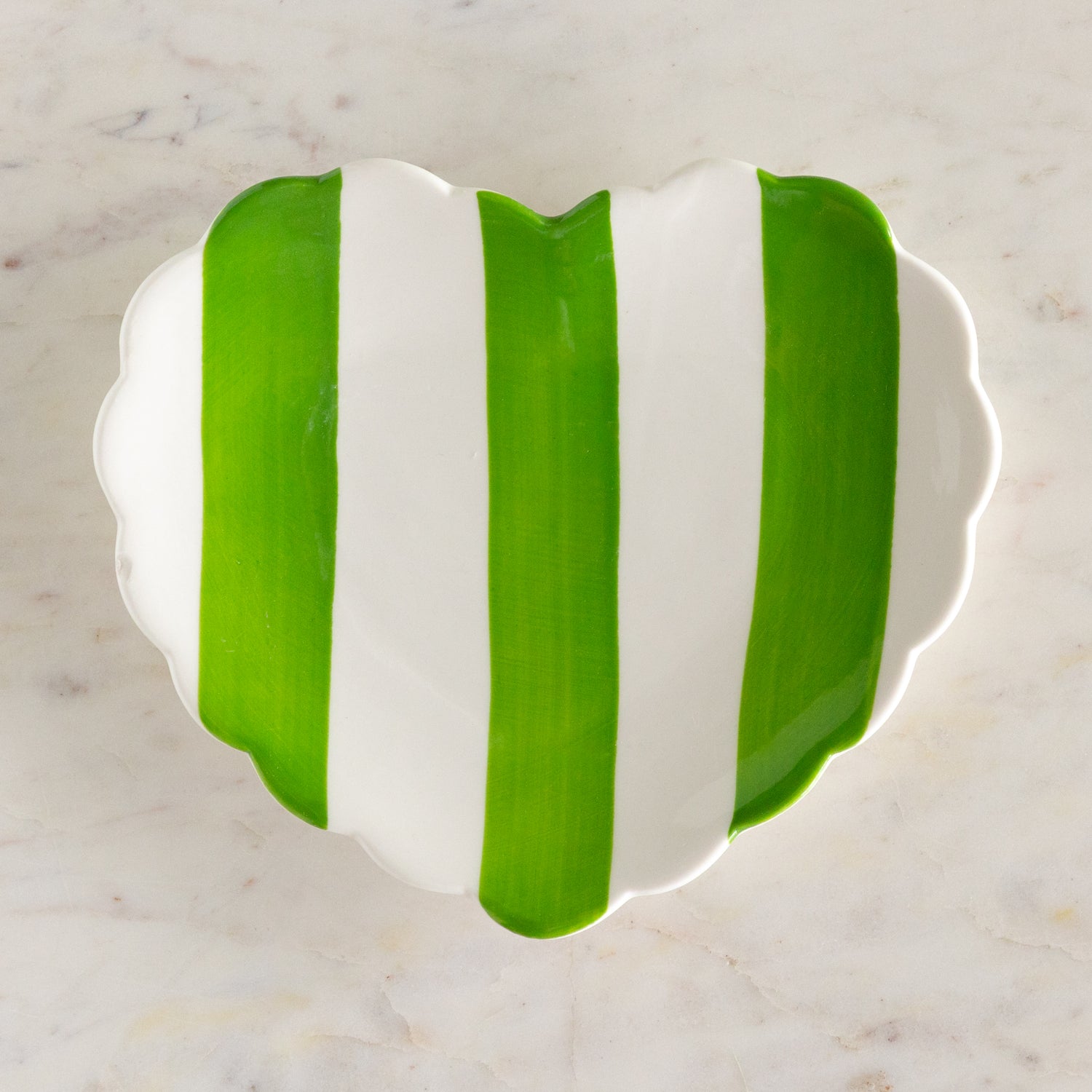 Stoneware Striped Heart Shaped Dish
