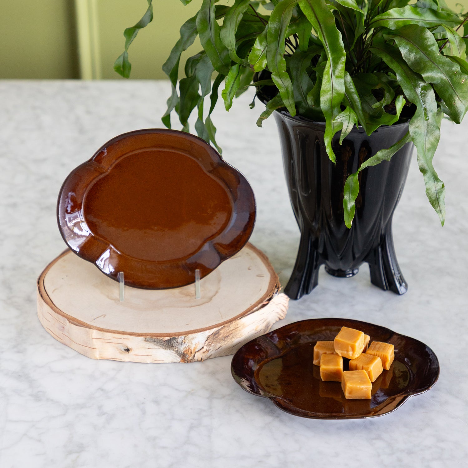 Brown Scalloped Plate