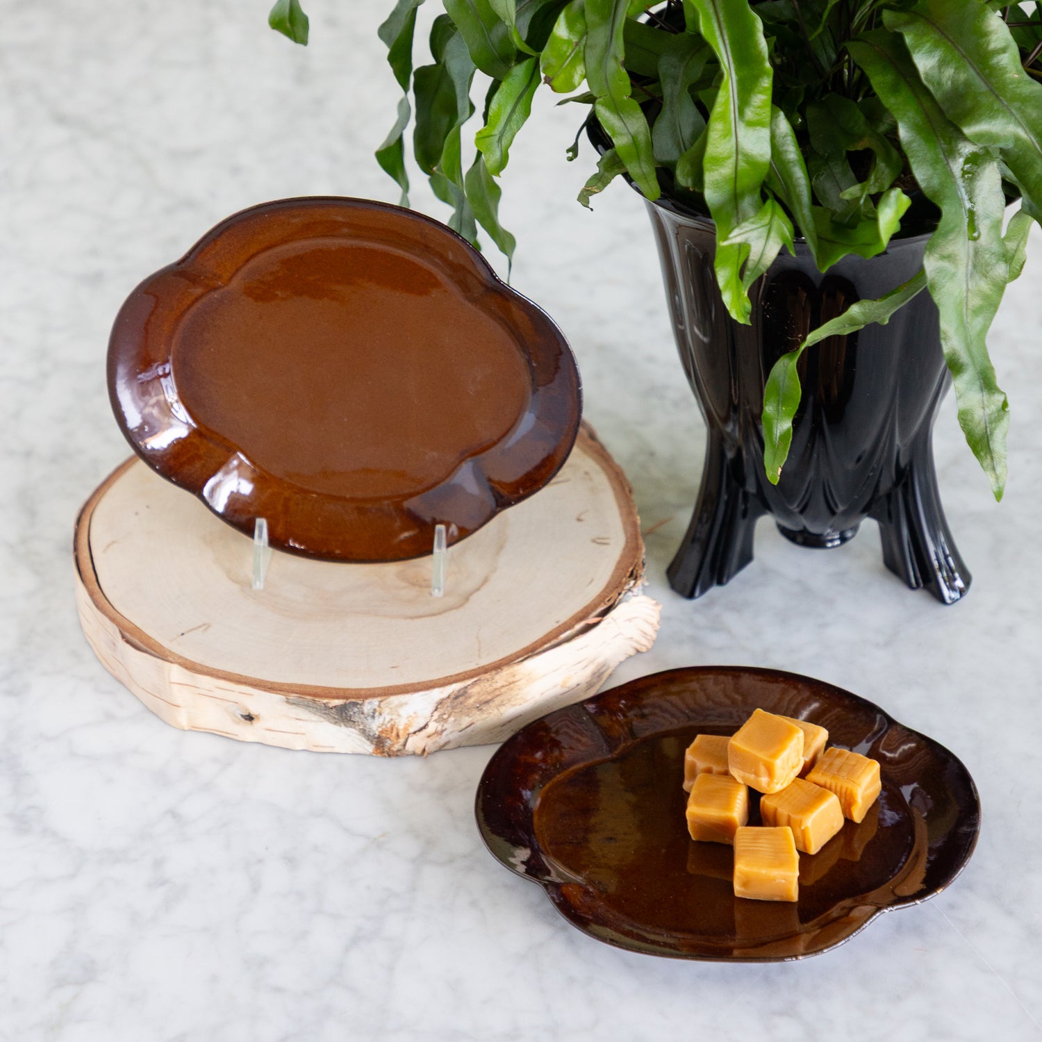 Brown Scalloped Plate