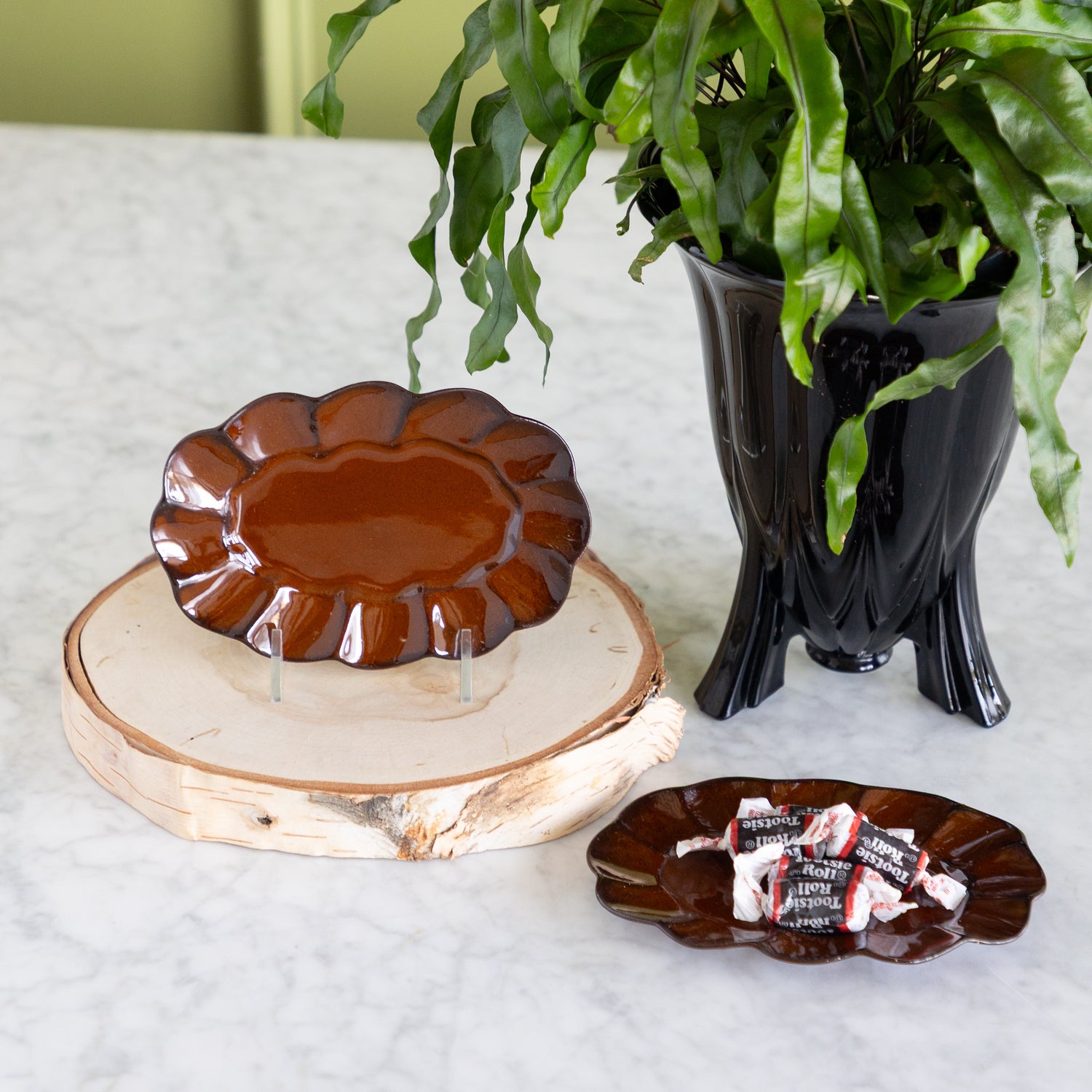 Brown Scalloped Plate