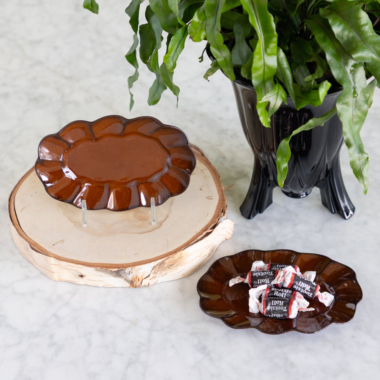 Brown Scalloped Plate