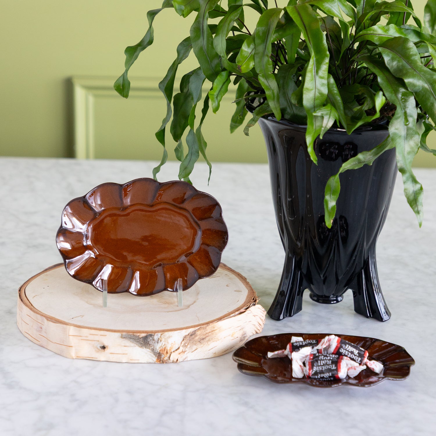 Brown Scalloped Plate