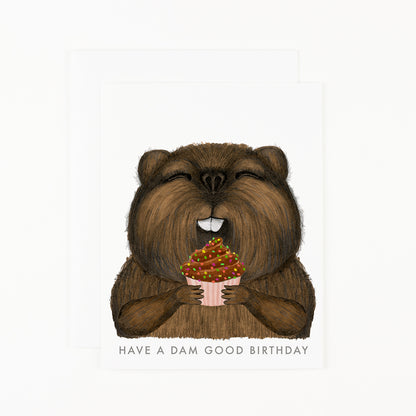 Beaver with a Cupcake Card Set of 6