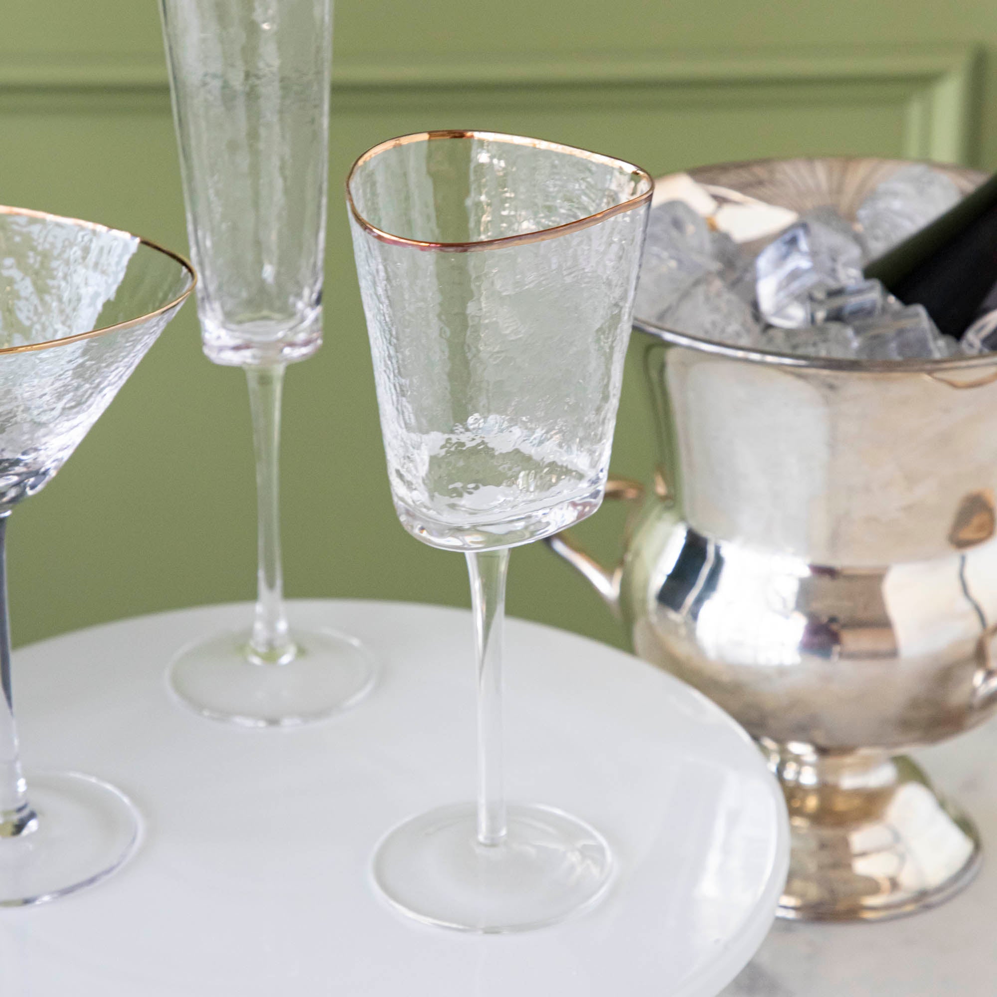 Hammered Glasses with Gold Rim