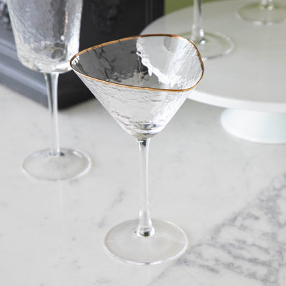 Hammered Glasses with Gold Rim