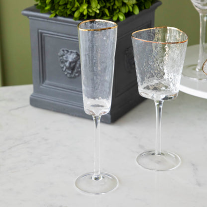 Hammered Glasses with Gold Rim