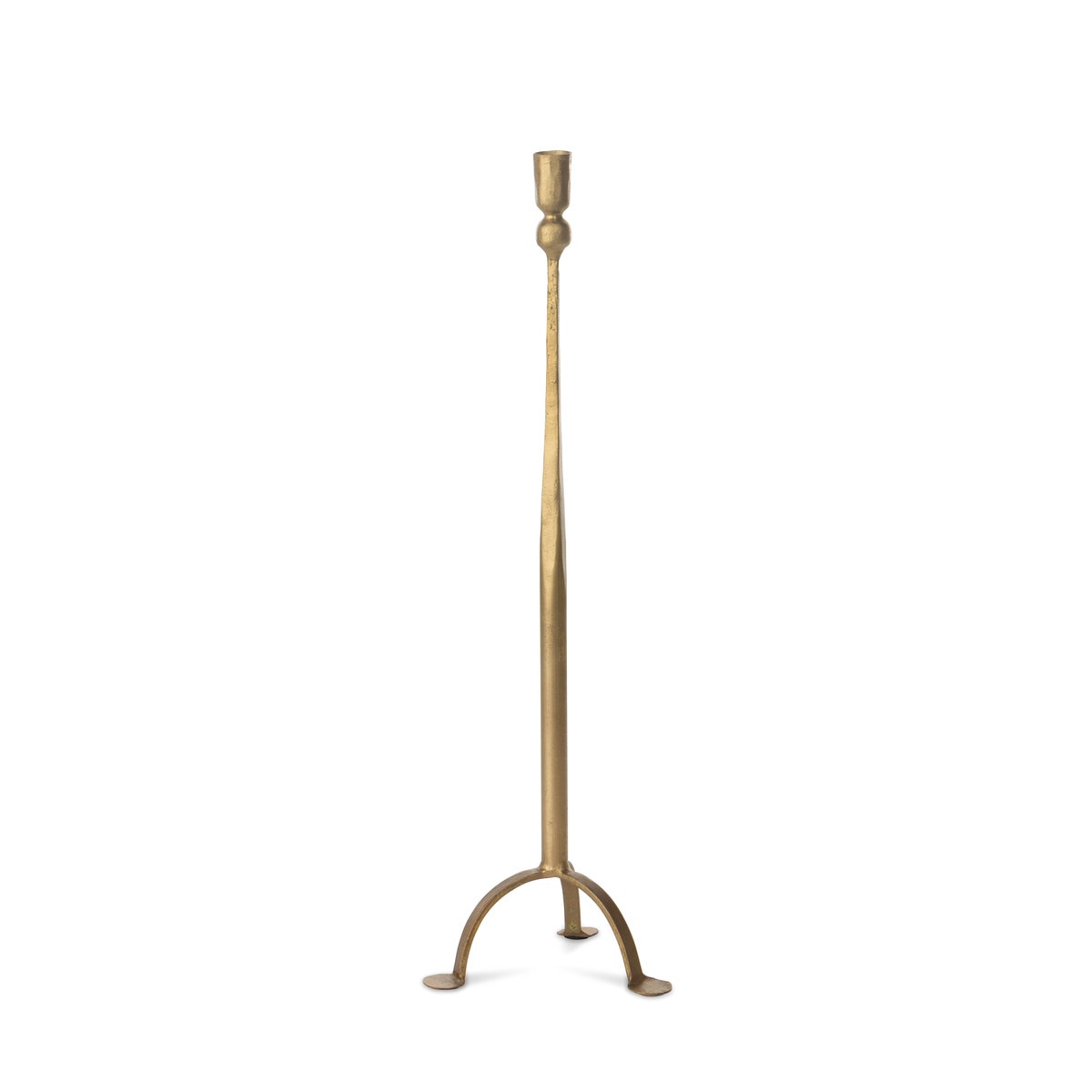 Gold candle holder with a white background