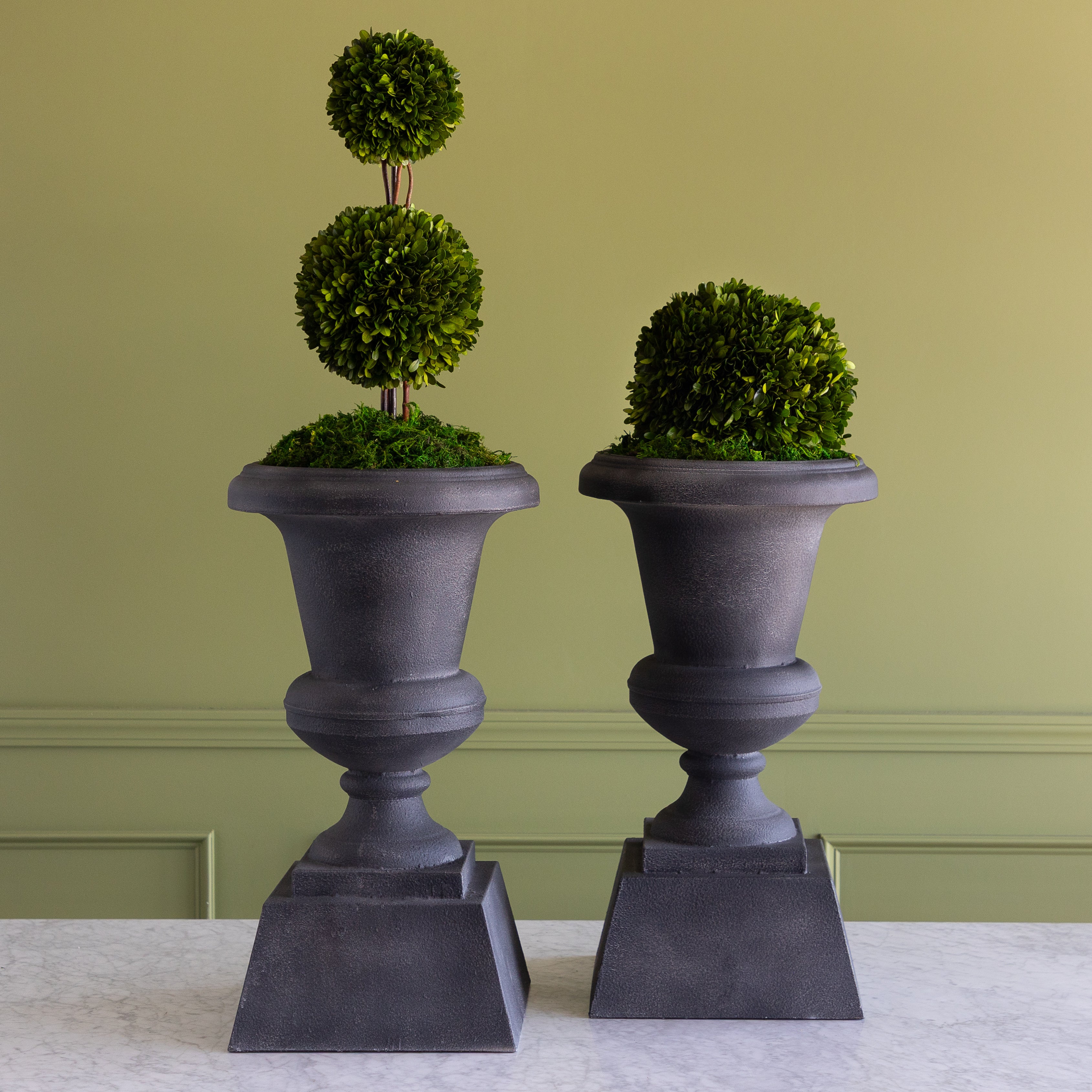Aged Metal Entry Urn