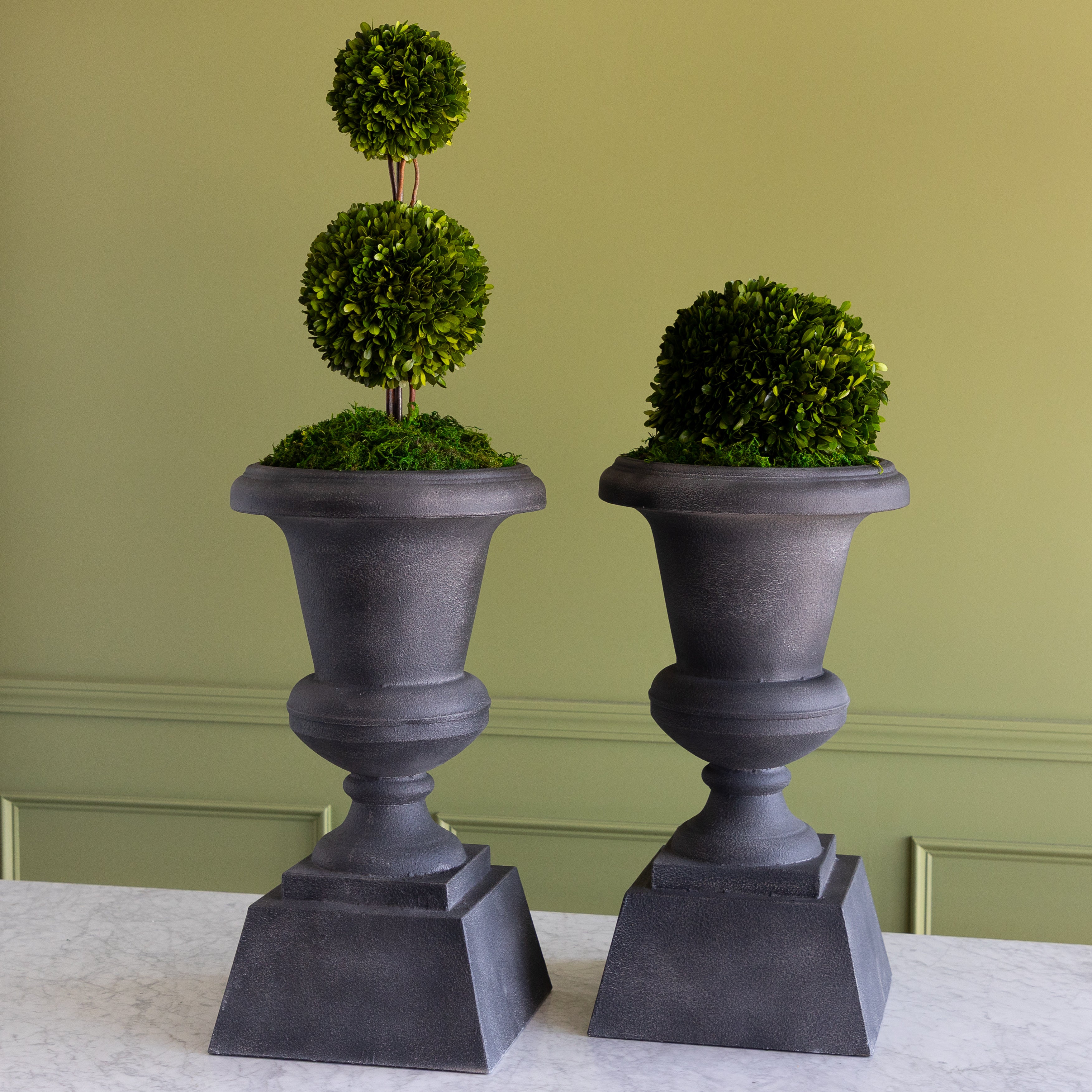 Aged Metal Entry Urn