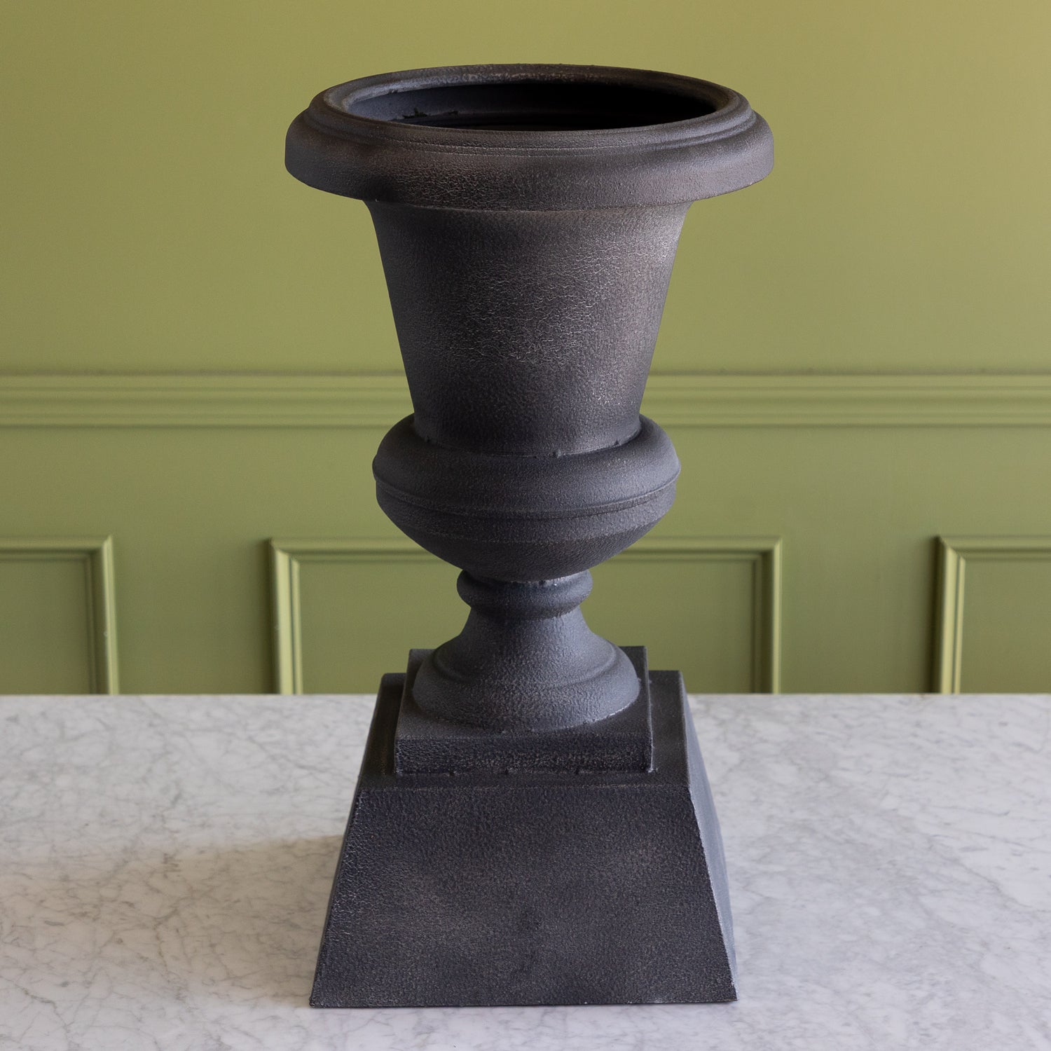 Aged Metal Entry Urn