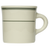 Beige mug with green stripes on a white background