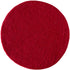 A round, flat placemat of Christmas red artisan felt is displayed against a white background.