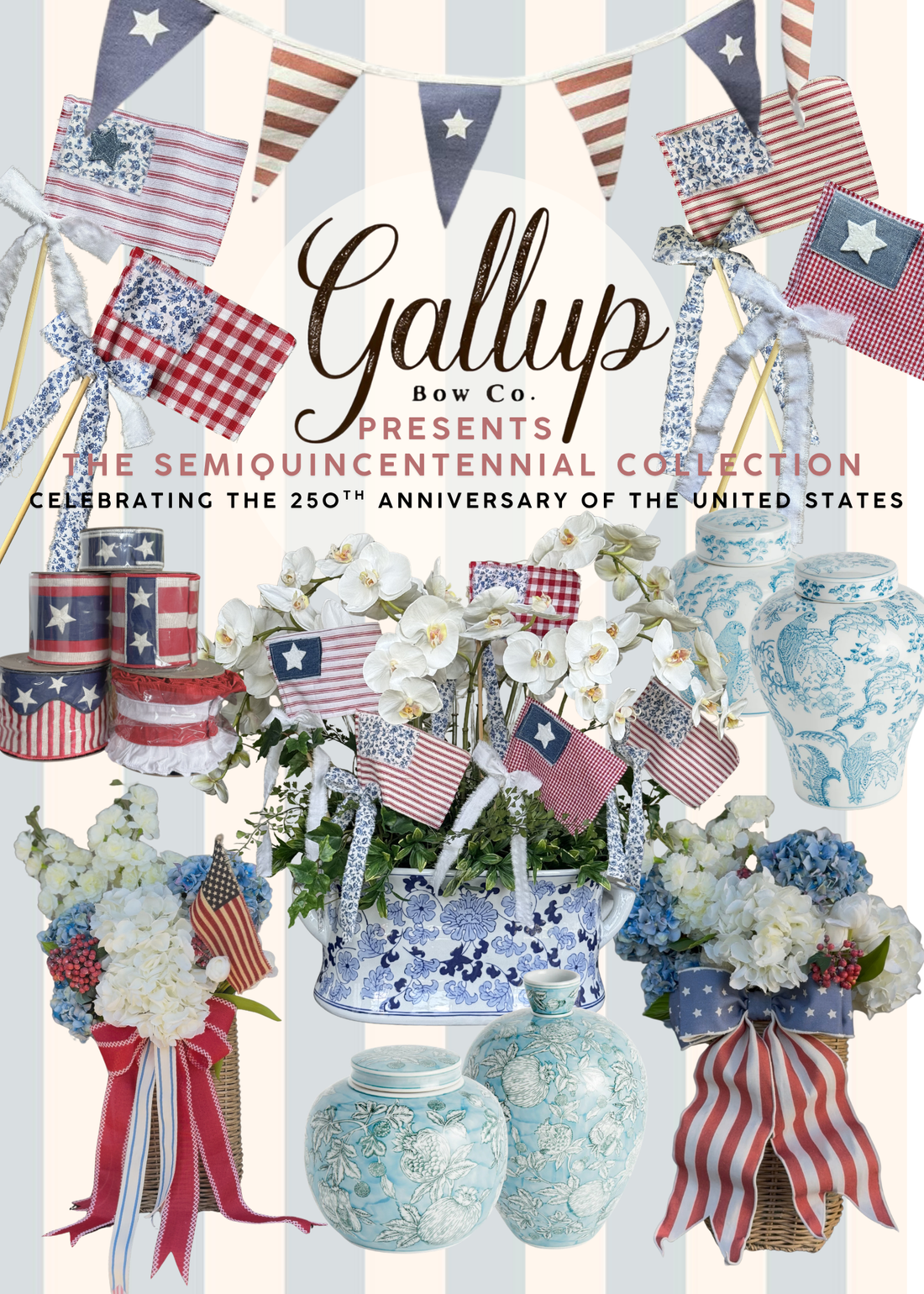 A poster of various ribbons and bows describing the Gallup Bow Company. 