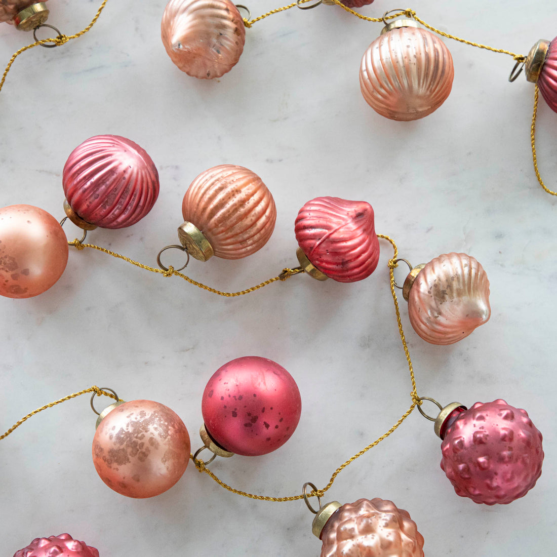 Embossed Mercury Glass Ball Ornament Pink Garland