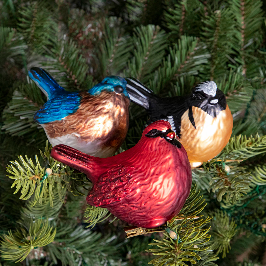 Glass Bird Clip Ornaments