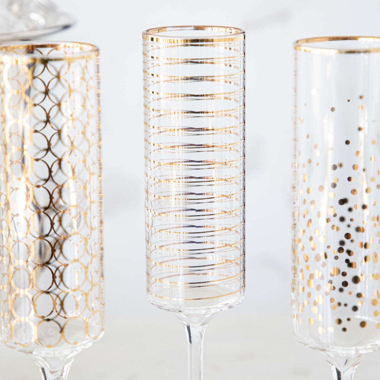 Gold Patterned Champagne Flutes, Set of 4