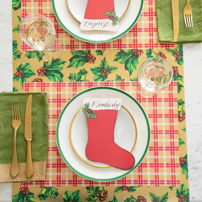 Red &amp; Gold Plaid Placemat