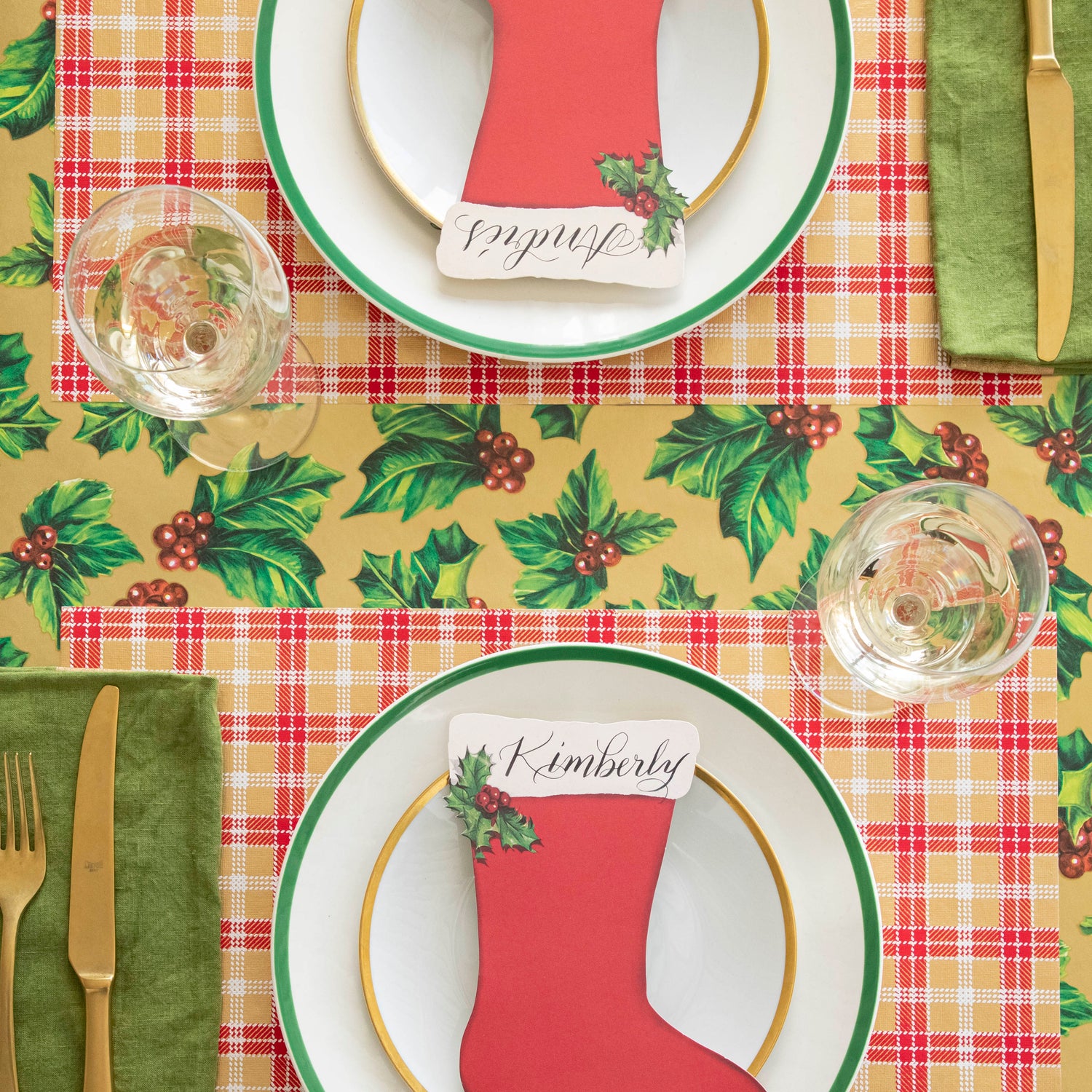 Red &amp; Gold Plaid Placemat