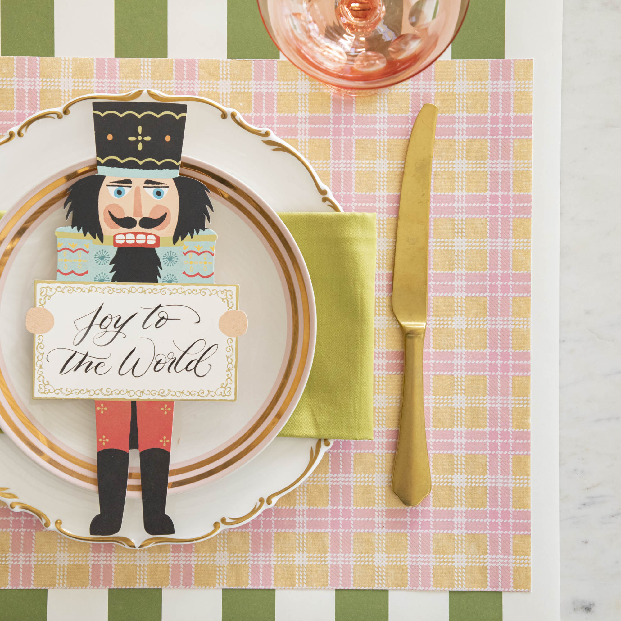 Pink &amp; Gold Plaid Placemat