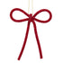 Red decorative bow ornament on a white background.