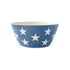 10" round, navy with white stars serving bowl on white background.