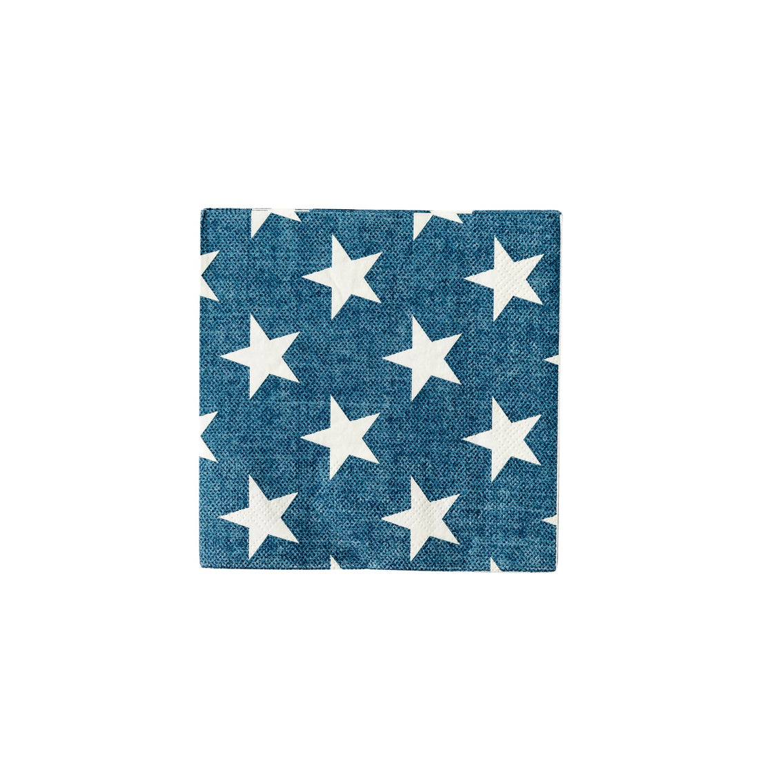 5&quot; Navy with white stars paper napkin on white background