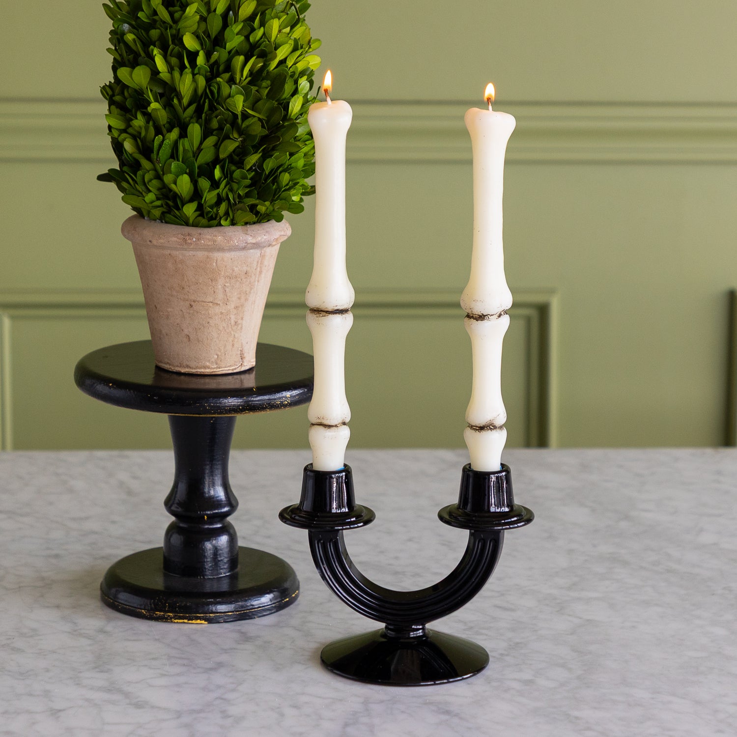 Unscented Finger Bone Shaped Taper Candles, Set of 2