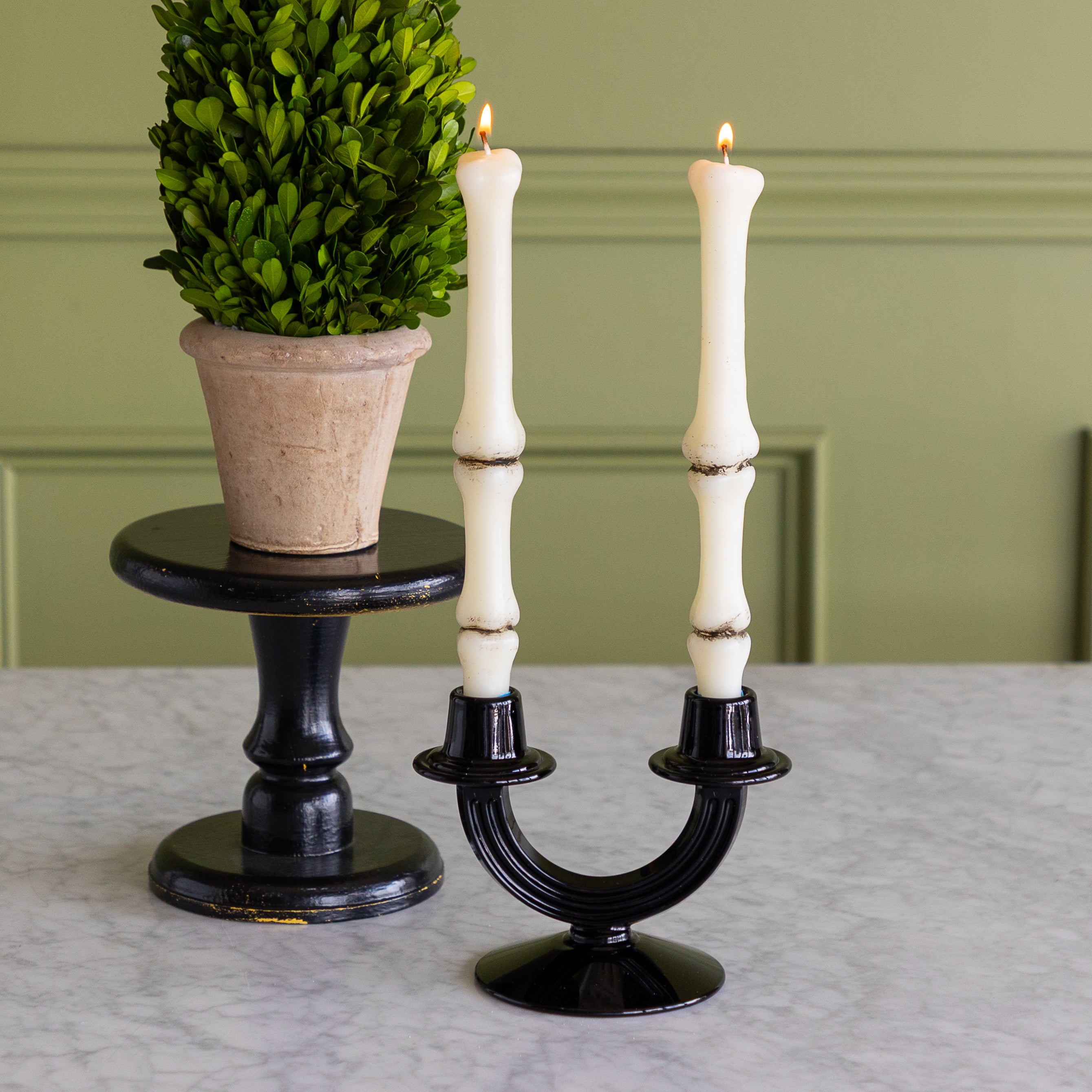 Unscented Finger Bone Shaped Taper Candles, Set of 2