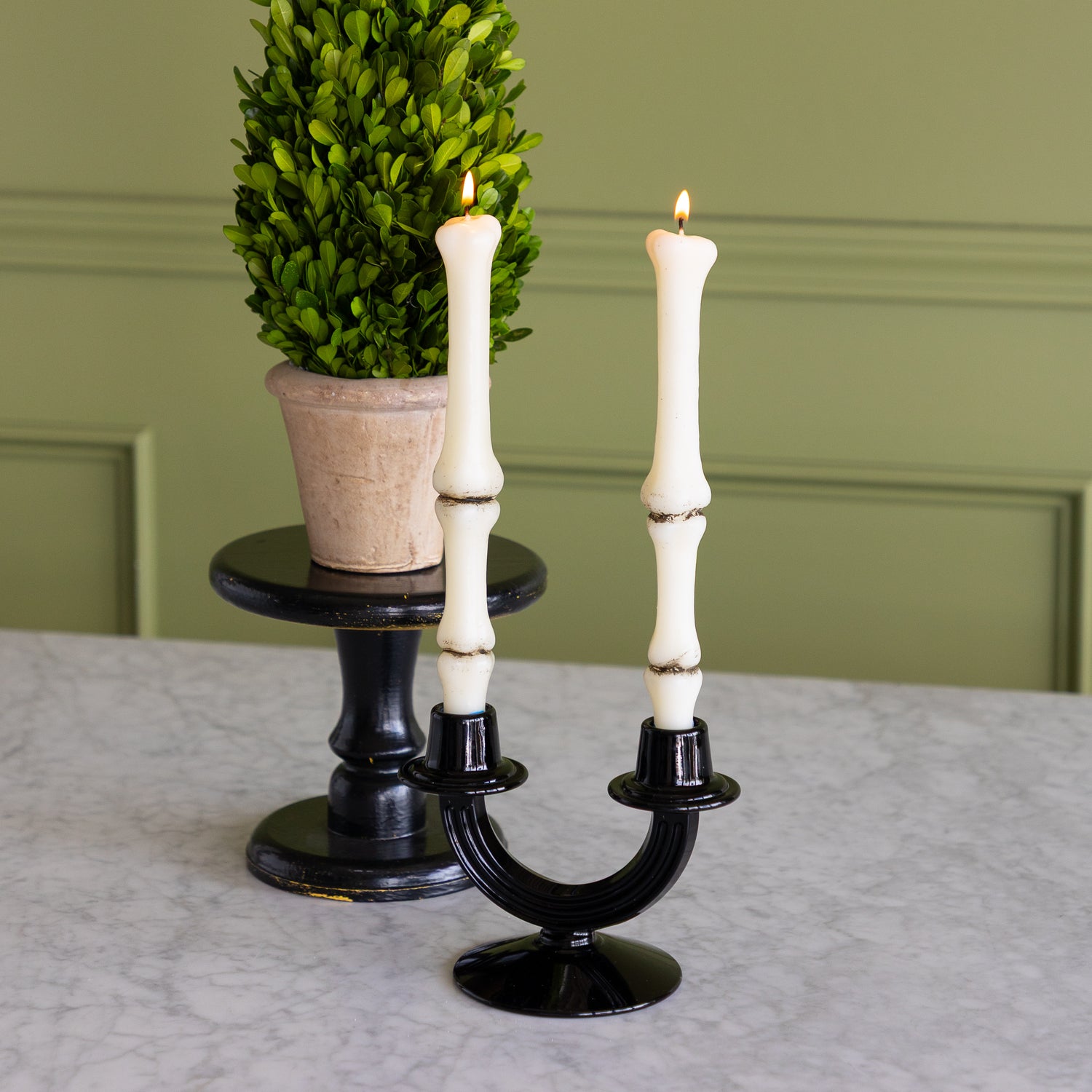 Unscented Finger Bone Shaped Taper Candles, Set of 2