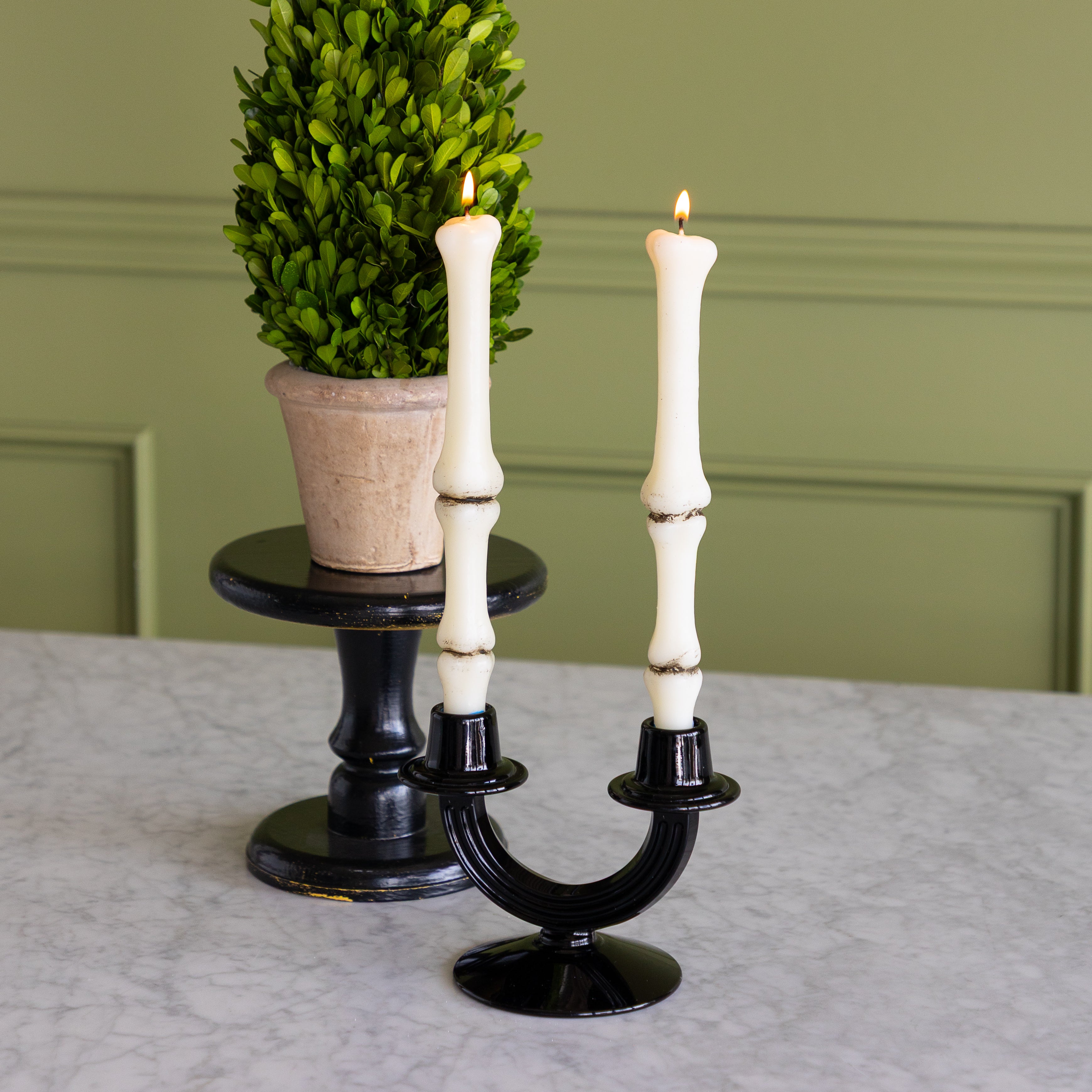 Unscented Finger Bone Shaped Taper Candles, Set of 2
