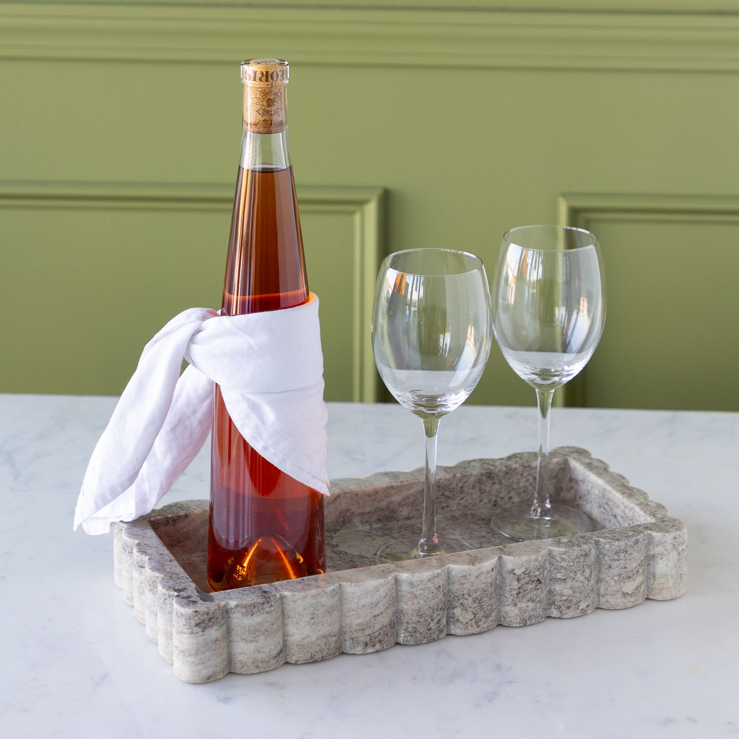 Scalloped Marble Tray