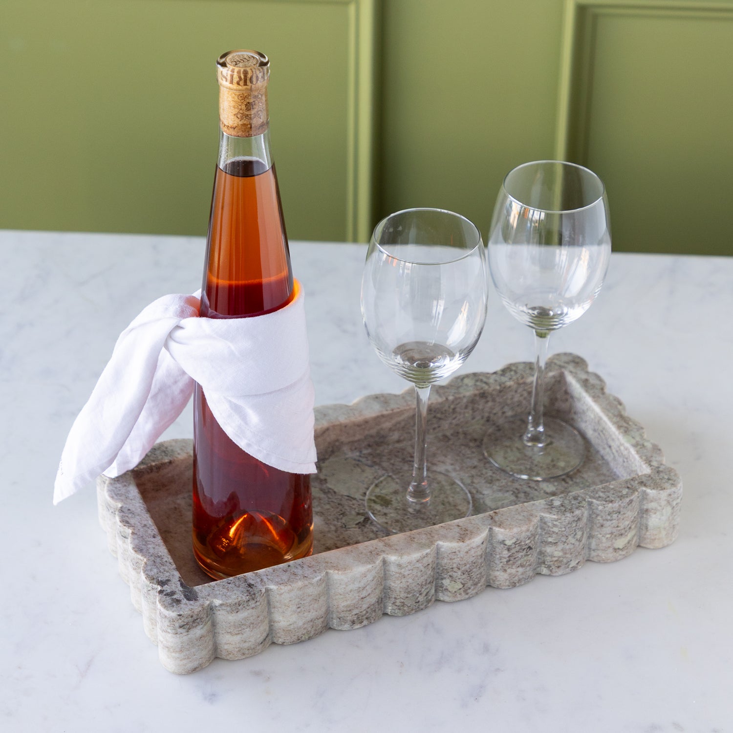 Scalloped Marble Tray