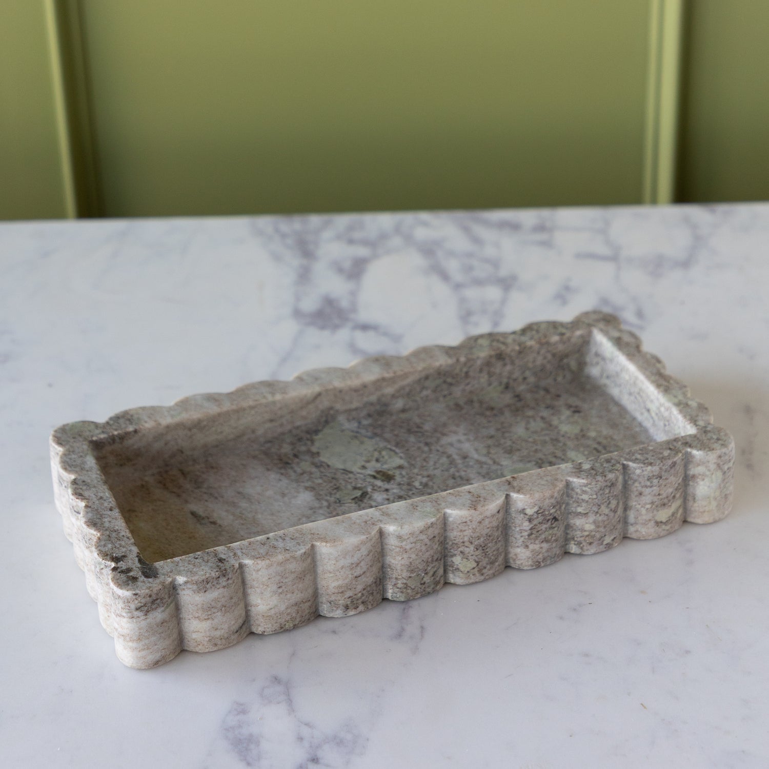Scalloped Marble Tray