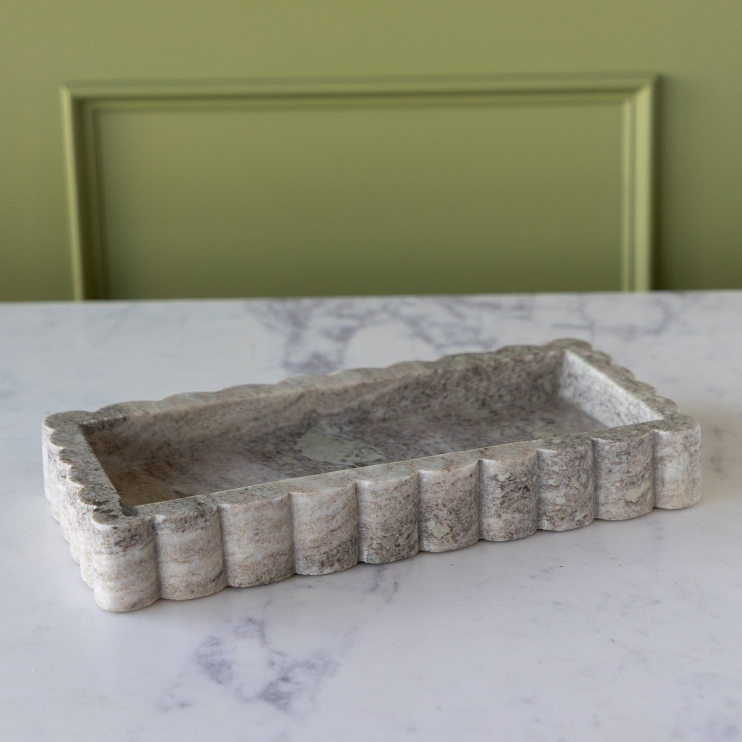 Scalloped Marble Tray