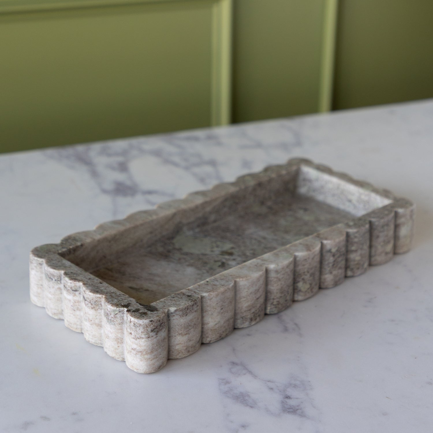 Scalloped Marble Tray